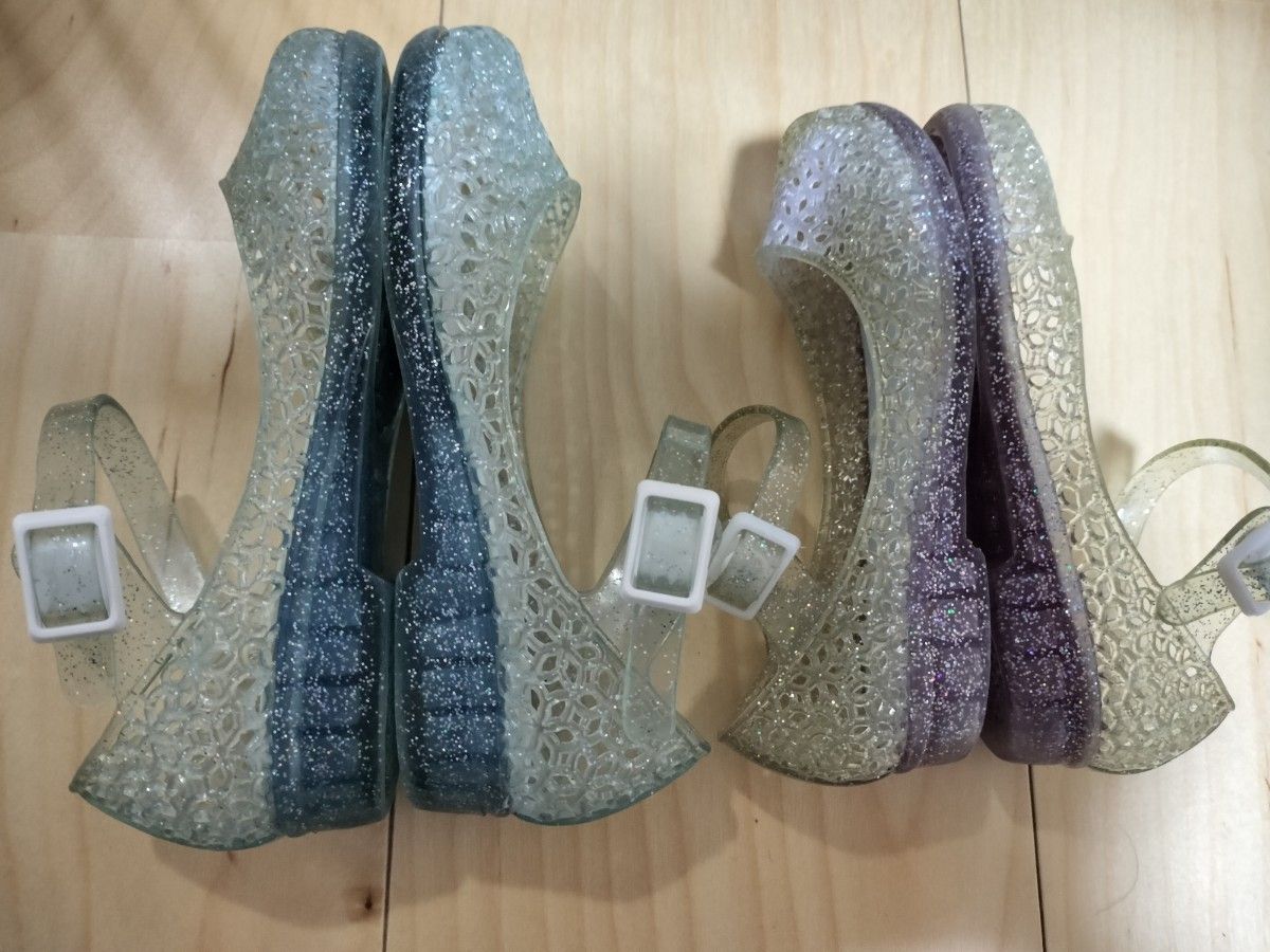 キラキラ　サンダル　キラキラサンダル　姉妹　双子　ペア　紫　15.0 17.0 靴 シューズ