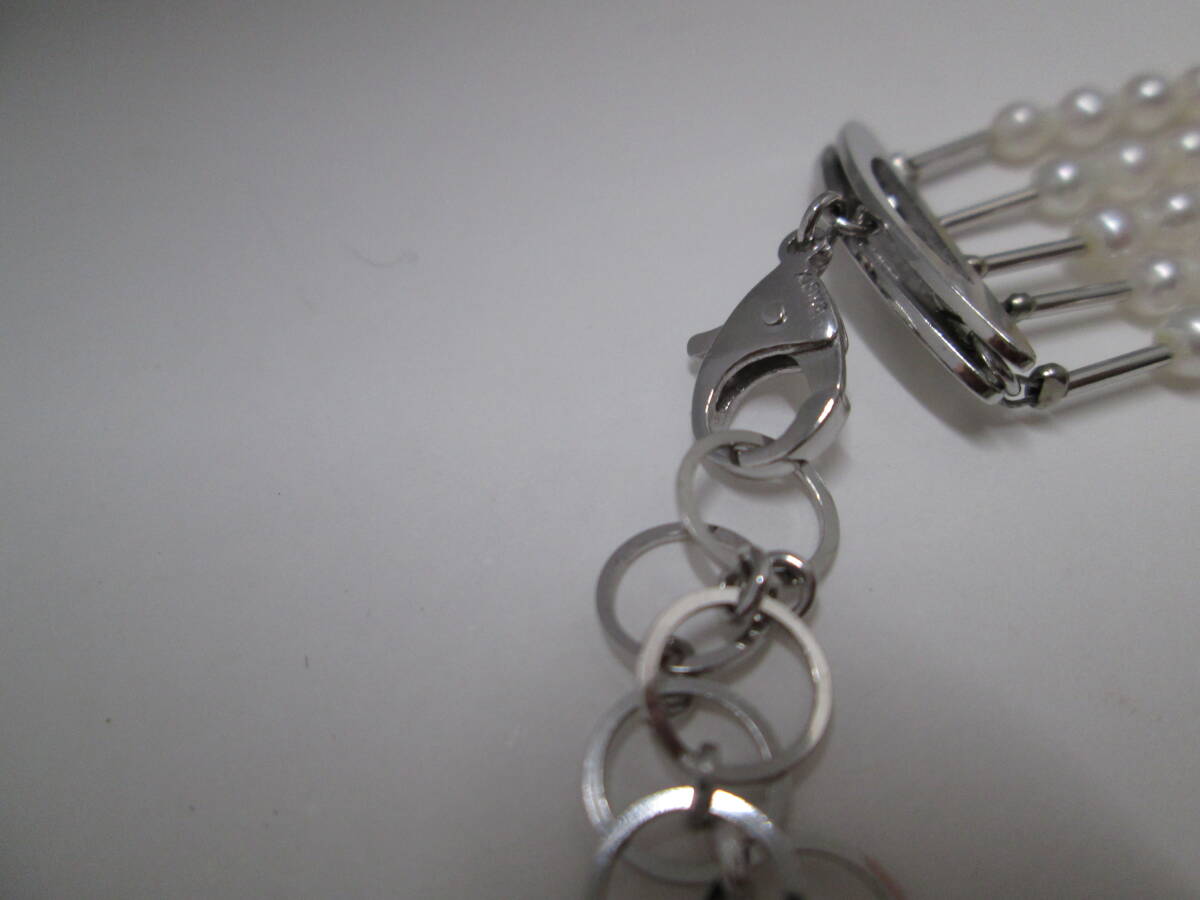 【2388】本真珠のパールデザイン　5連ネックレス　ミニ鑑別付　K18WG　パールネックレス_画像10