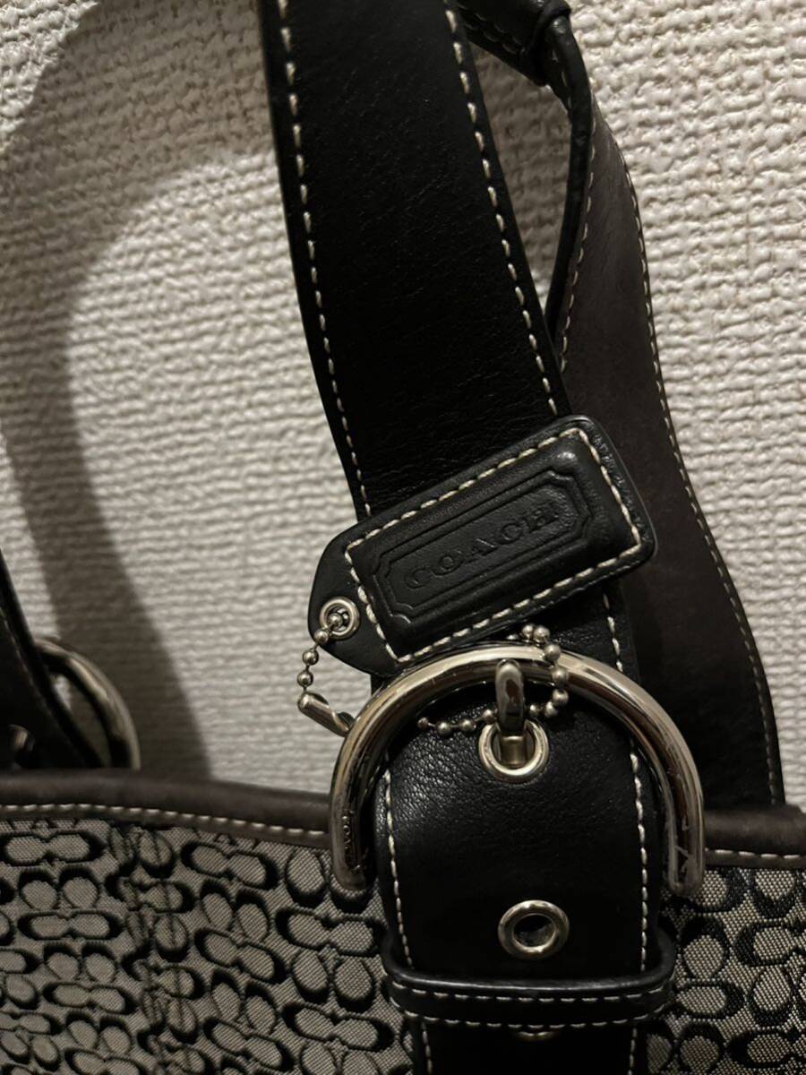 【極美品】　コーチ　COACH 　ショルダー　トート　総柄　バック　レザー　大容量　収納◎ ブラック系 キャンバス _画像5