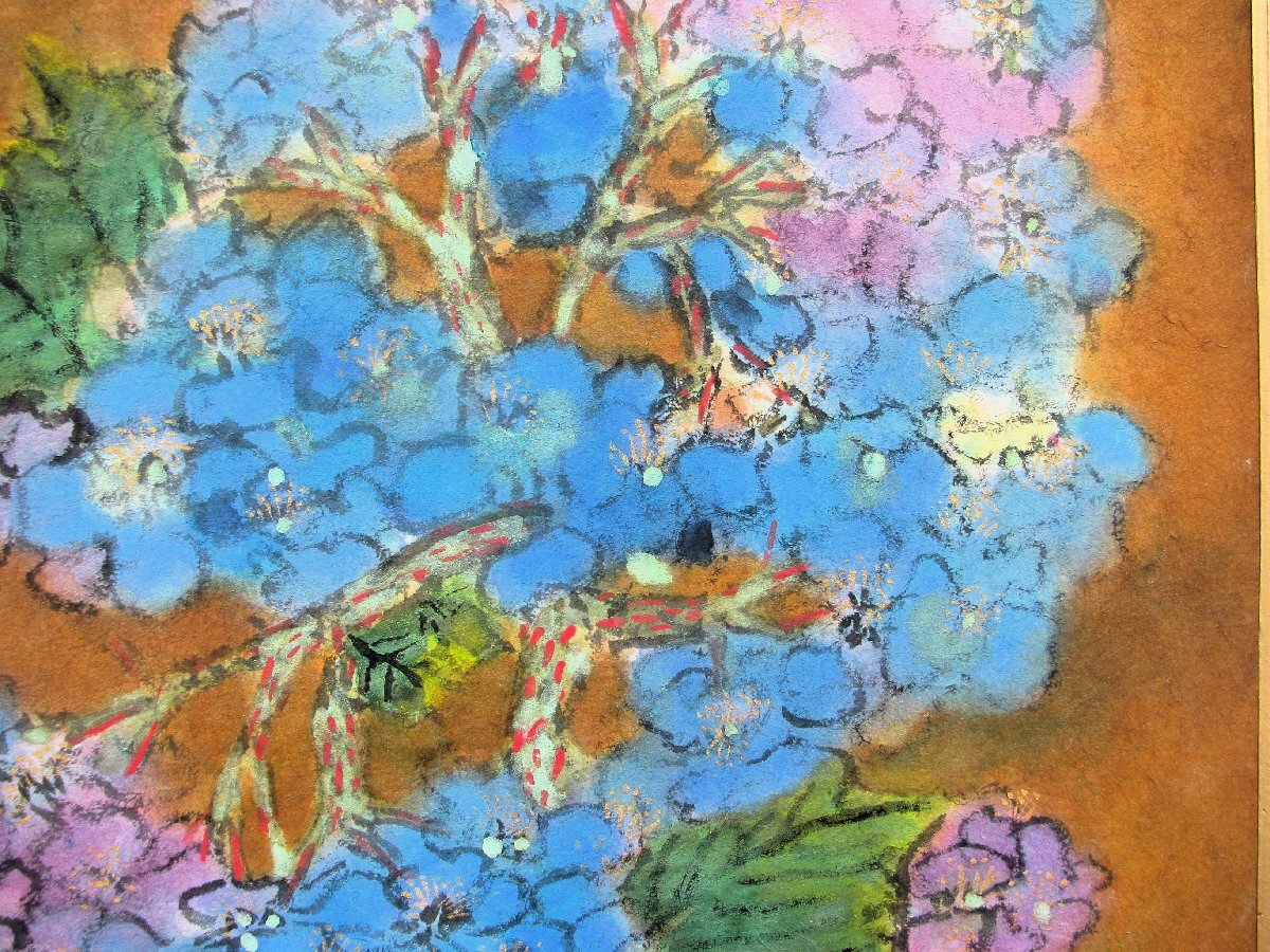 書画 作者不明 作者不詳「紫陽花」日本画,変形8号,成行き :: Yahoo!Auction