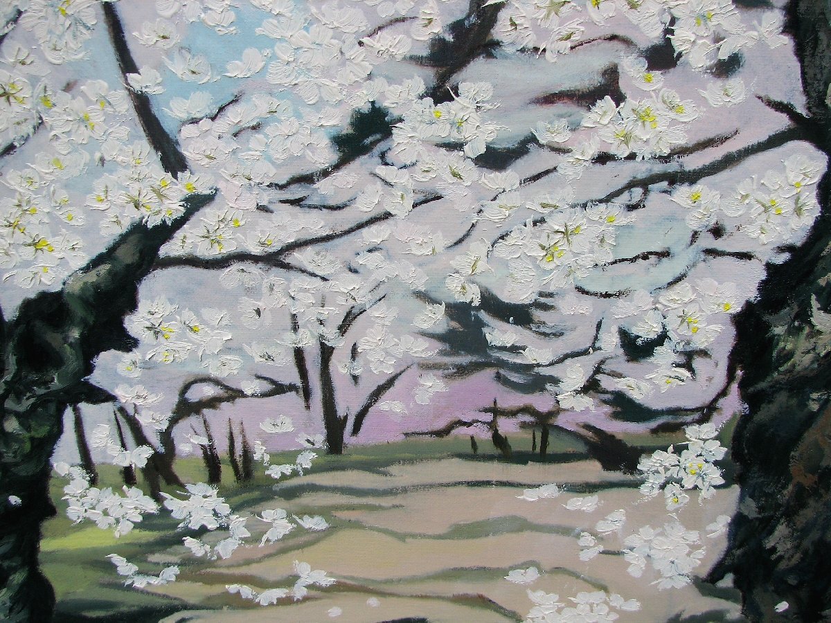 <..> four season without regard Japan all country. Sakura . taking material make woman . large house, river island ..[ crane pieces castle. Sakura ]20 number oil painting, genuine work guarantee,. line .# Fukushima # Aizu . pine < gratitude >