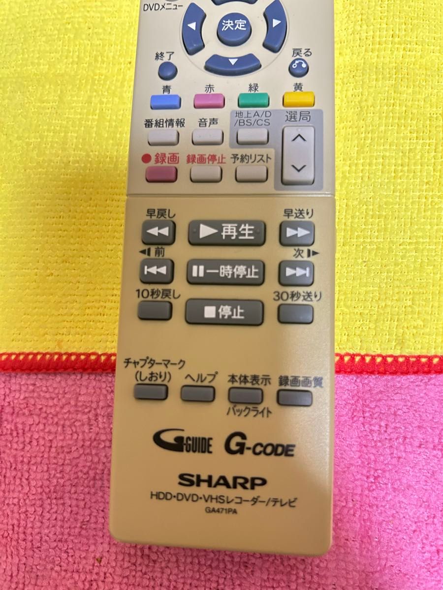 SHARP GA471PA HDD・DVD・VHSレコーダー/テレビリモコン