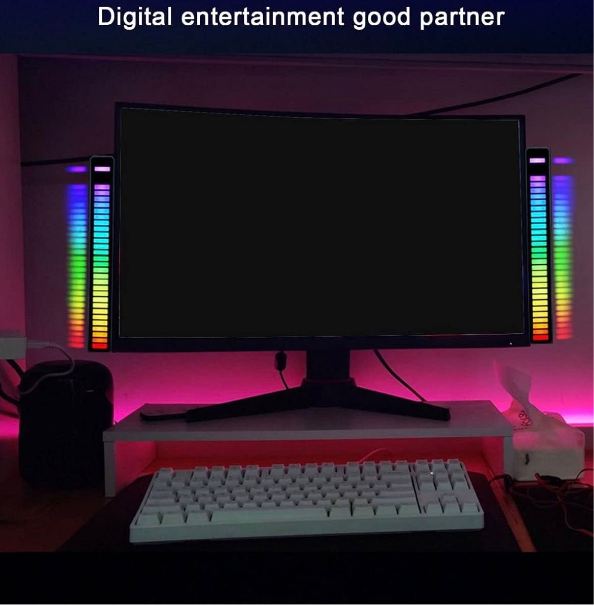 RGBサウンドコントロールピックアップリズムライト音声起動雰囲気ライトカーゲームルーム装飾用サウンドレベルインジケーター