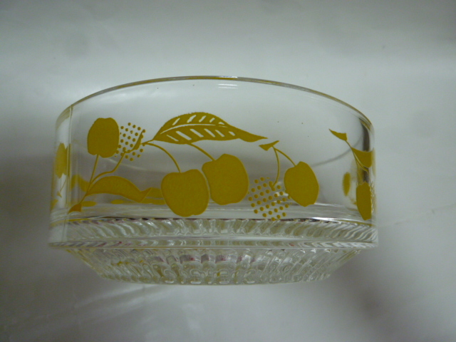 ガラス カップ型 ボウル スープカップ 2個セット サクランボ柄 昭和レトロ アデリアガラス アデリア レトロ_画像3
