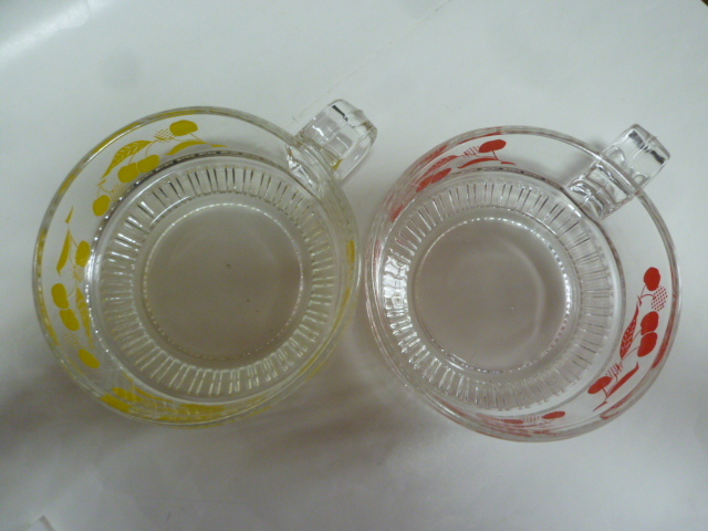 ガラス カップ型 ボウル スープカップ 2個セット サクランボ柄 昭和レトロ アデリアガラス アデリア レトロの画像5