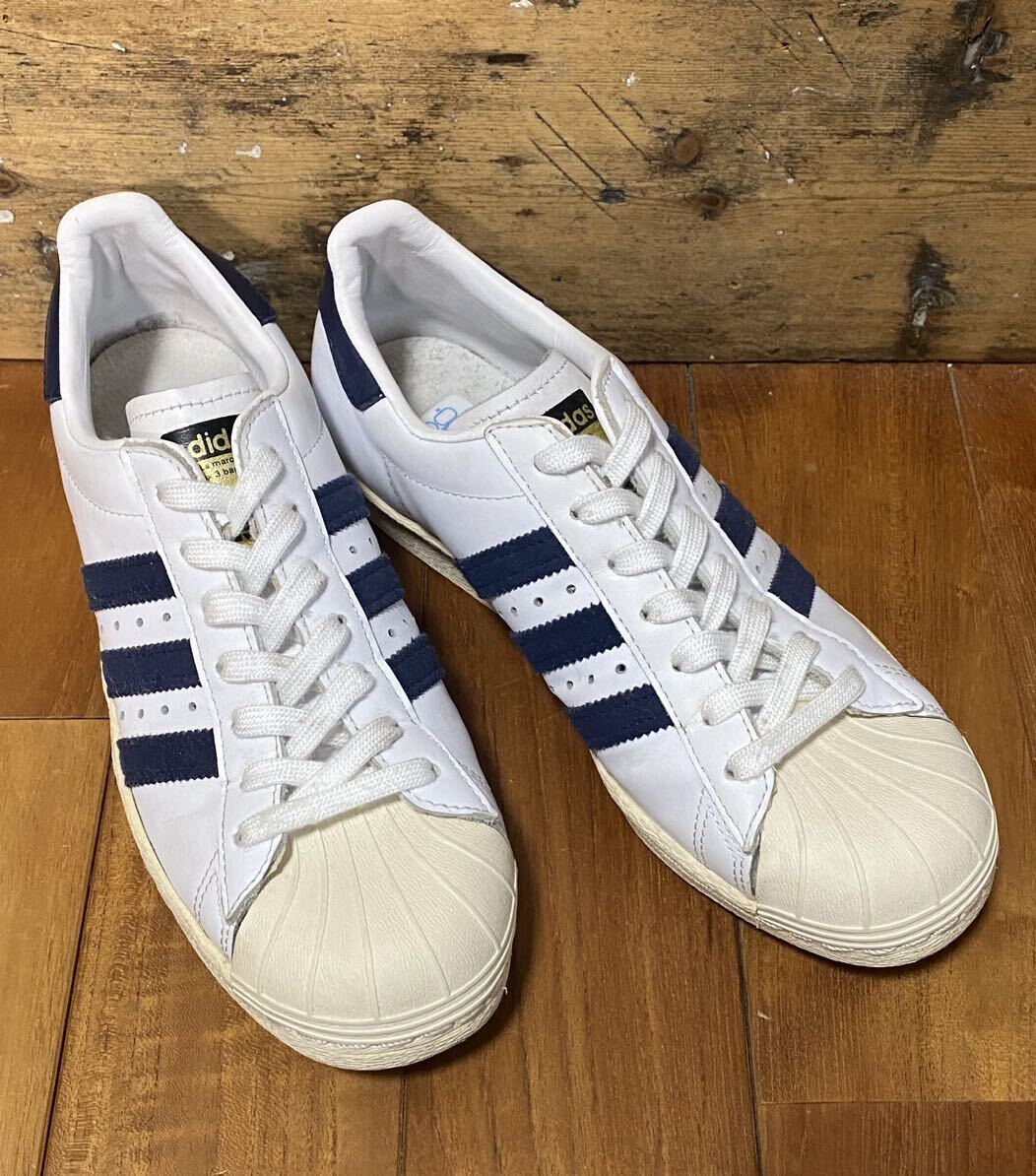 adidas originals Superstar 80s White×Navy 24cm / アディダス オリジナルス スーパースター ホワイト×ネイビー 白×紺 金ベロ BB5896の画像1