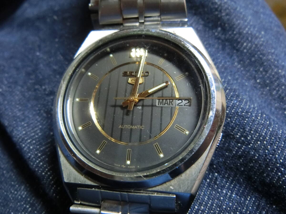 【1円～SEIKO】セイコー5 オートマチック 7009-876A メンズ腕時計 デイデイト_画像3