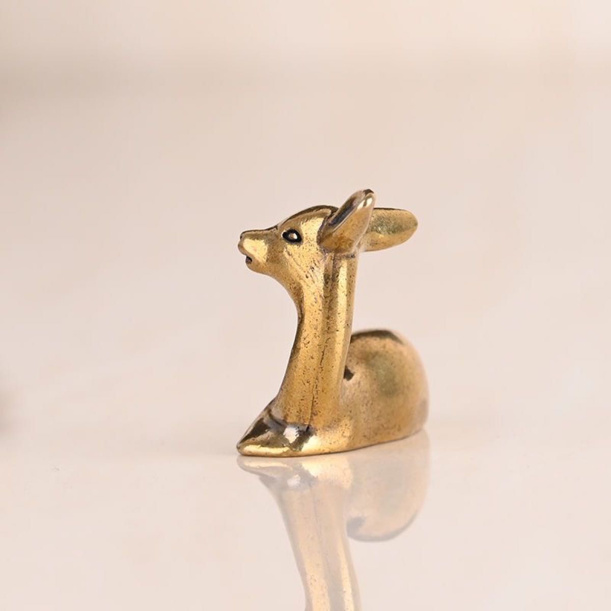 銅製 茶道具 質感 細工実心銅鹿 可愛い 小鹿 美術品 置物 古玩  動物  飾り