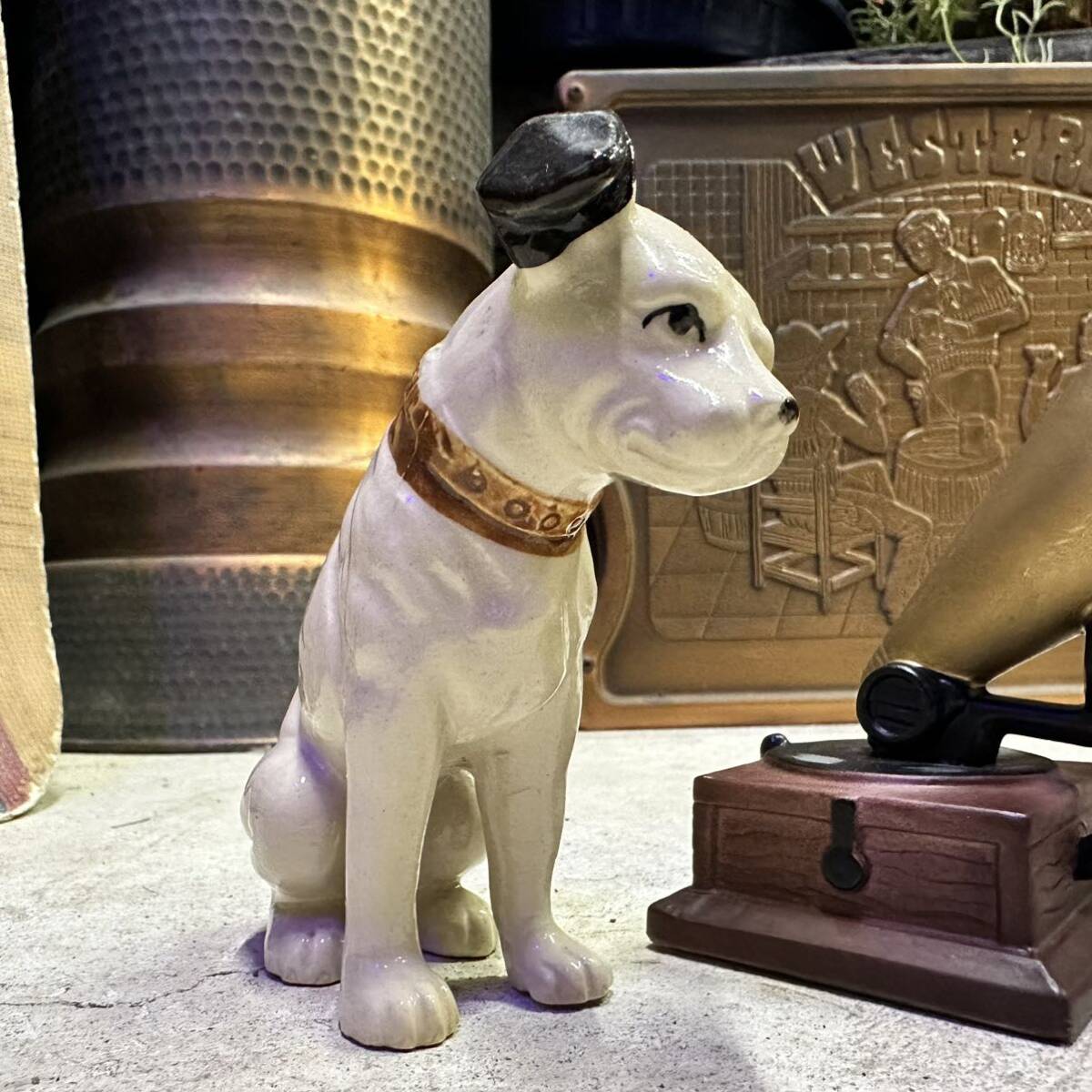 ビクター犬 ニッパー犬 Victor 蓄音機 陶器製 置物 オブジェ 昭和レトロ ヴィンテージ雑貨 アンティーク雑貨 インテリアの画像5