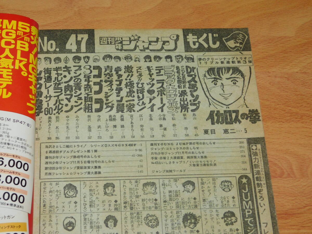 週刊少年ジャンプ 1981年11月2日号 No.47 [巻頭・新連載] イカロスの拳 夏目恵二　スズキGSX 400F　[表紙] キャプテン翼 高橋陽一_画像2