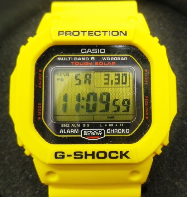 47●a414☆中古品 動作確認 メンズ腕時計 カシオ G-SHOCK GW-M5630E 30周年記念 ライトニングイエロー CASIO 現状の画像2