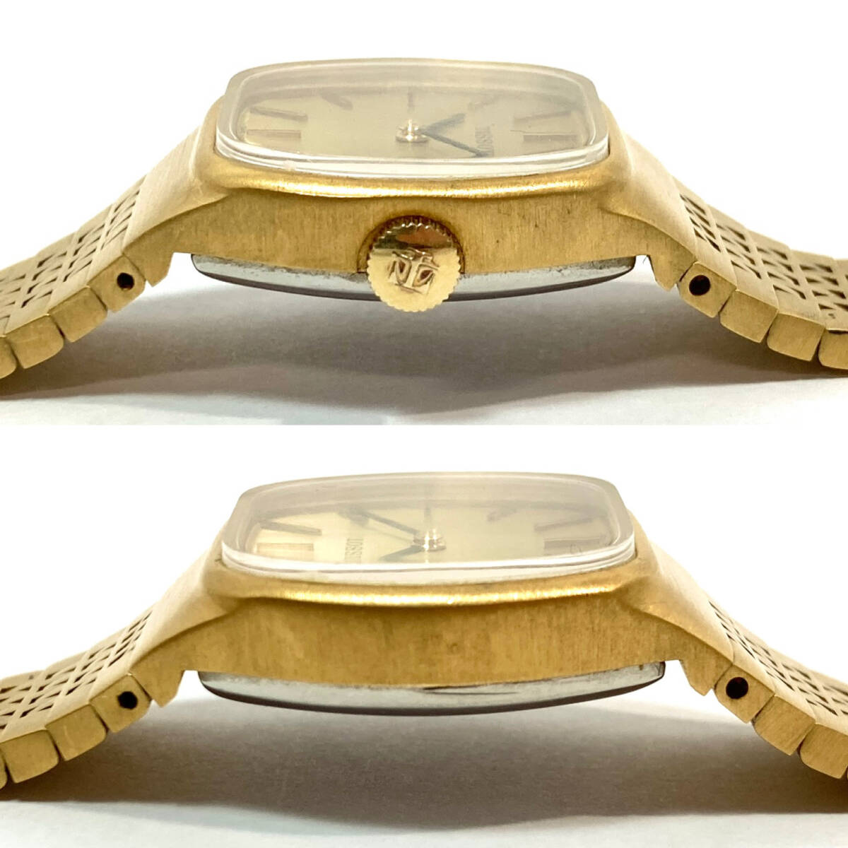 ＊TISSOT 手巻き 腕時計 スクエア ゴールドカラー ゴールド文字盤 SWISS MADE 2針 ティソ 稼働品の画像4