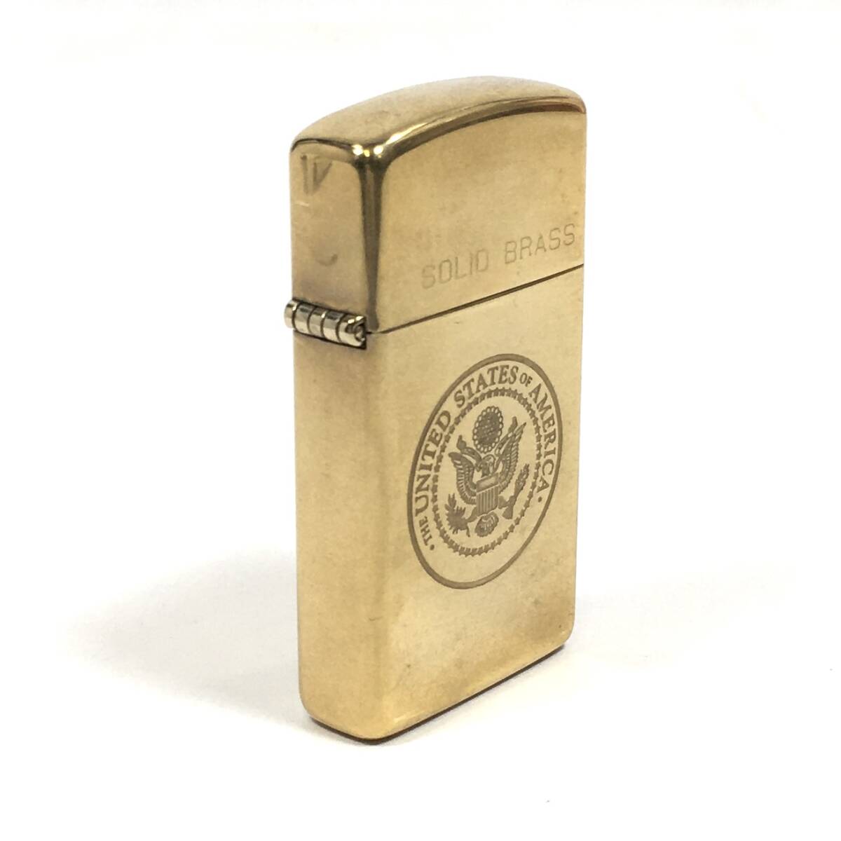 ＊ZIPPO AMERICA USA 1932 1991 Solid Brass ソリッドブラス 真鍮 イーグル ライター 金色 ゴールドカラー ジッポー アメリカ ケース付 _画像3