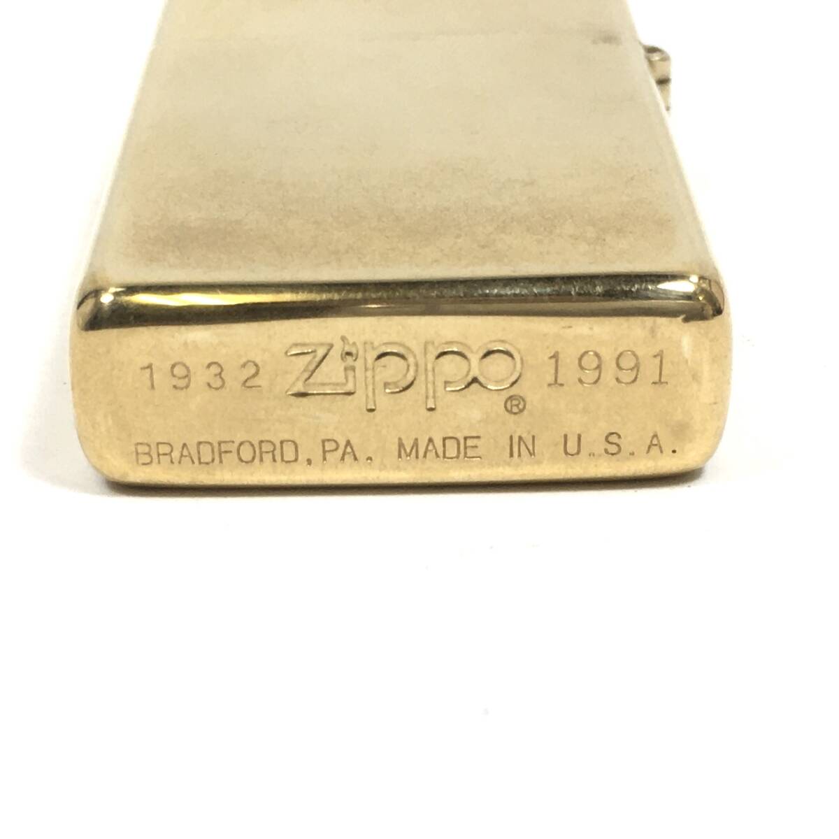 ＊ZIPPO AMERICA USA 1932 1991 Solid Brass ソリッドブラス 真鍮 イーグル ライター 金色 ゴールドカラー ジッポー アメリカ ケース付 _画像8