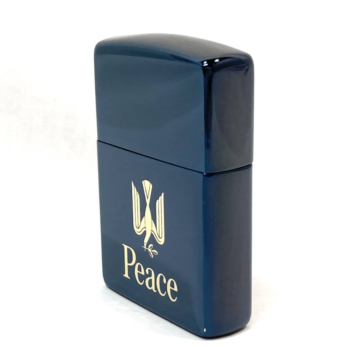 ＊【未使用】ZIPPO PEACE ブルーチタン・ジッポー 非売品 ライター ピース特製 青色系 ザ・ピース・デザイン 喫煙具 箱付きの画像4