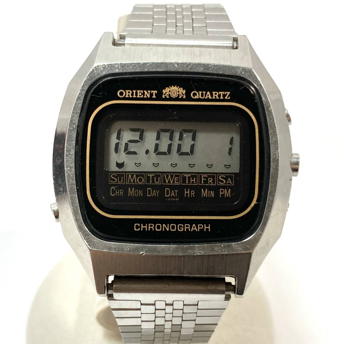 *[ battery replaced ]ORIENT QZ digital G611105-40 Touch to long wristwatch chronograph digital face Orient case attaching with translation 