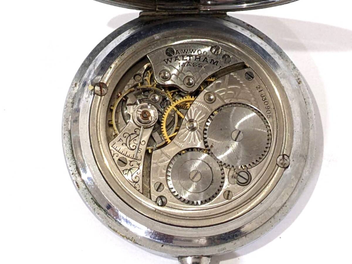 【4908】WALTHAM ウォルサム 手巻き スモールセコンド 懐中時計 USA ビンテージの画像6