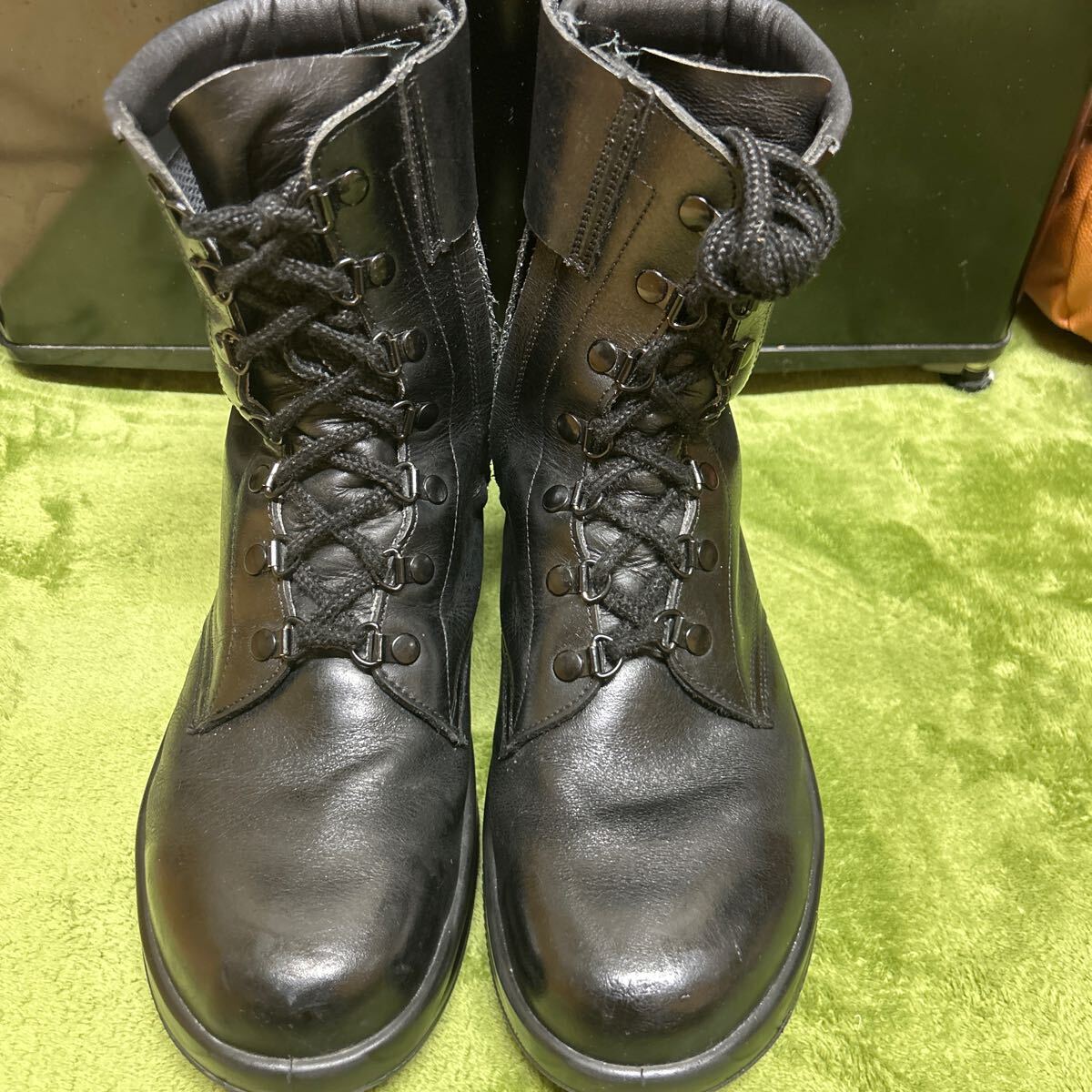 男性警察官用 警備靴(静電気帯電防止) Simon シモン 日本製 JIS 革製 黒色 警察グッズ 25.5cm ブーツ コスプレ の画像1