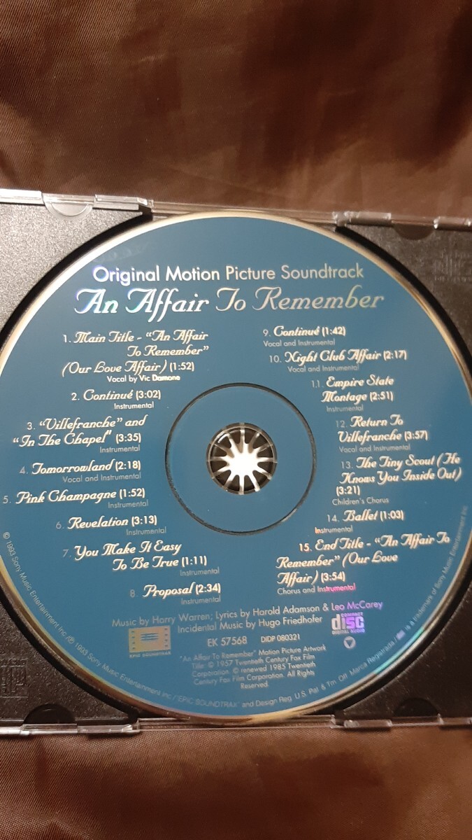 サントラ盤「めぐり逢い」15曲。音楽ハリー・ウォーレン。1957年ケーリー・グラント、デボラ・カー主演、レオ・マッケリー監督作品の画像2