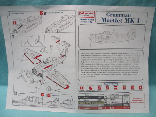 1/72 AZmodel イギリス海軍 グラマン マートレット Mk.Ⅰ 未開封/現状品 定形外300円 F4F ワイルドキャット AZモデル ハセガワ_画像6