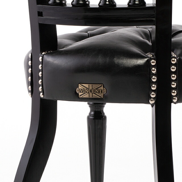 チェア デスクチェア ダイニングチェア 英国 アンティーク調 椅子 フルーディング 木製 シャインブラック 合皮 ヴィンセント 9001-S-8P51B_画像9