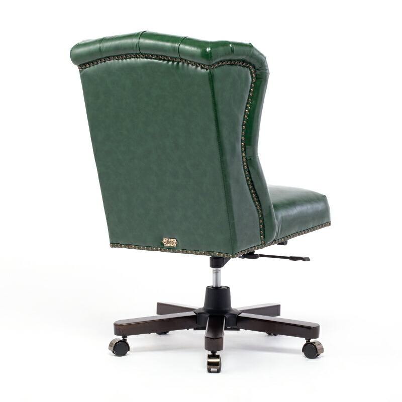 チェア オフィスチェア アンティーク イス デスクチェア ハイバック 椅子 いす 回転いす 木製 グリーン 合皮 ヴィンセント 9013-OF-P91B_画像5