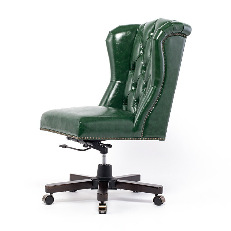 チェア オフィスチェア アンティーク イス デスクチェア ハイバック 椅子 いす 回転いす 木製 グリーン 合皮 ヴィンセント 9013-OF-P91B_画像4