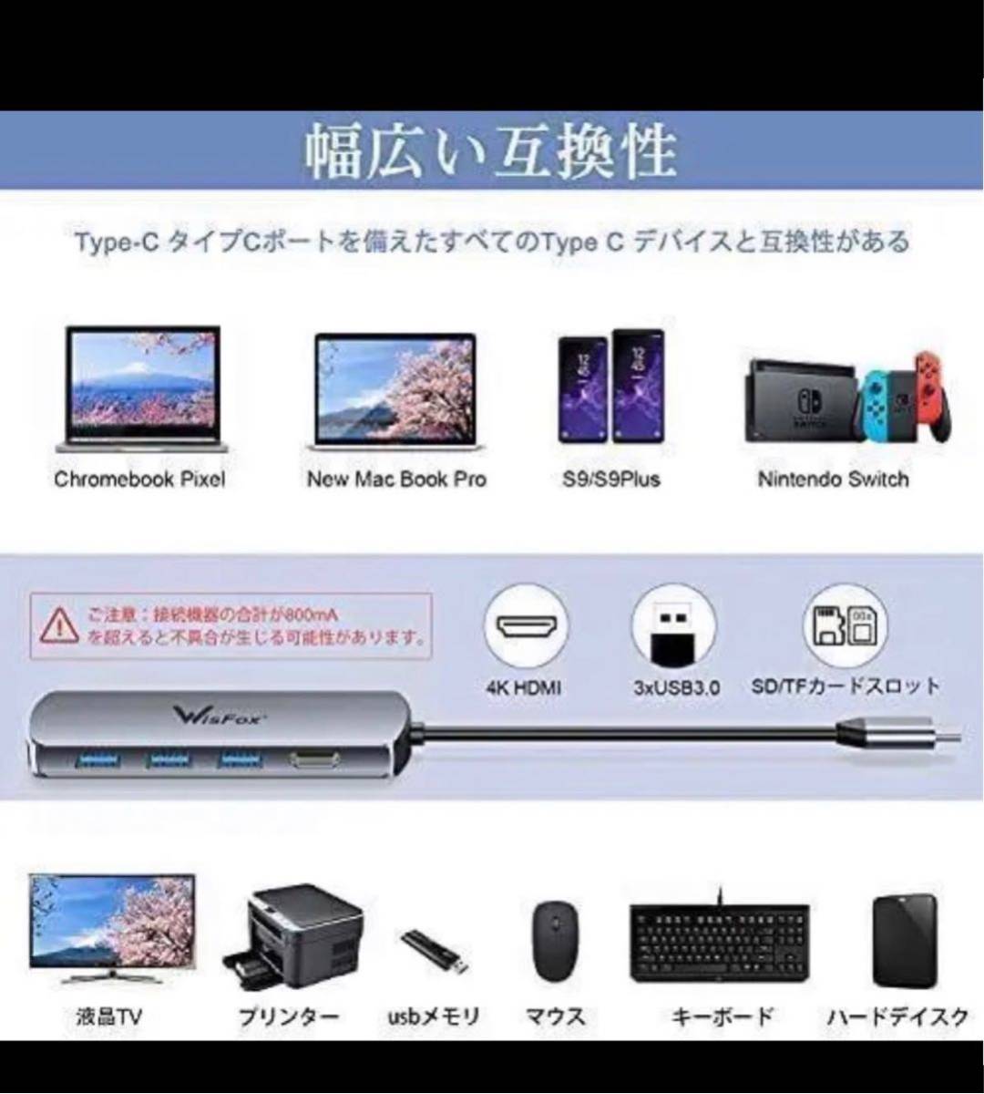 Type-C hub 6-in-1 多機能ハブ 40Gbps　USB ハブ　人気_画像7