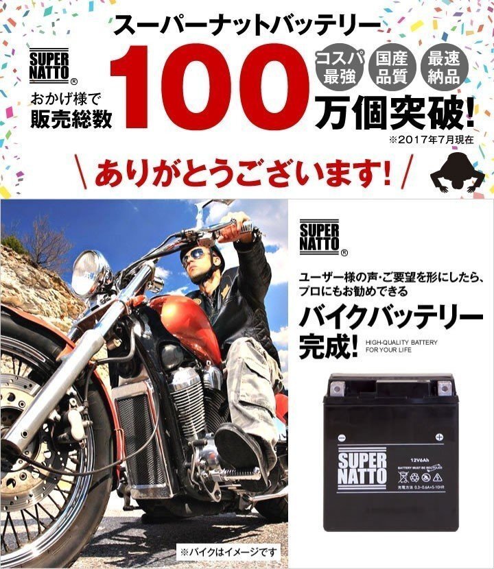 液入済）バイク用バッテリー CBX1000 CX カスタム ユーロ CX500 650 Dart DAYTONA Elefant Bifaro対応 スーパーナット SB14L-A2（開放型）_画像7