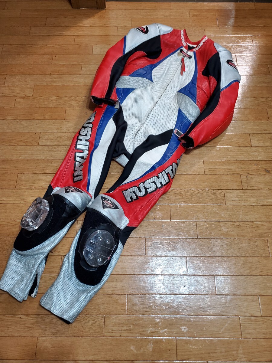 【MFJ公認L】クシタニ レーシングスーツ プロトコアレザー バイク ライディング ライダース パンチング スライダー付 革ツナギ kushitaniの画像1