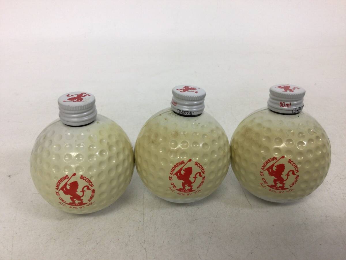 ブレンデッドウイスキー オールド セント アンドリュース ゴルフボール型 ミニボトル 3本セット 50ml 重量番号:3(98)の画像2
