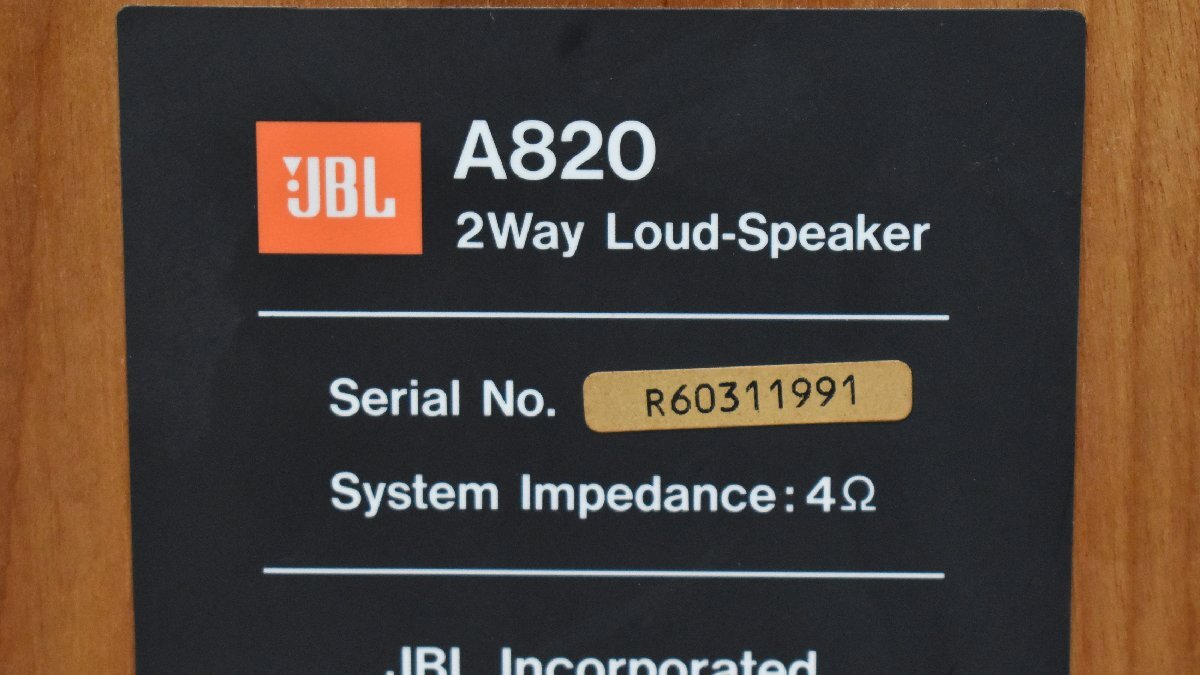 Σ複 2899 中古品 JBL A820 ジェービーエル スピーカー 2個口発送_画像8