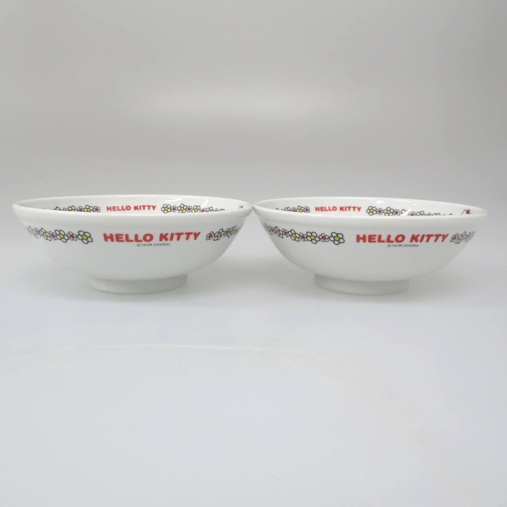 【中古】 Hello Kitty ハローキティ キティちゃん どんぶり　２点セット 　花　　1999年製食器 【質屋】_画像3