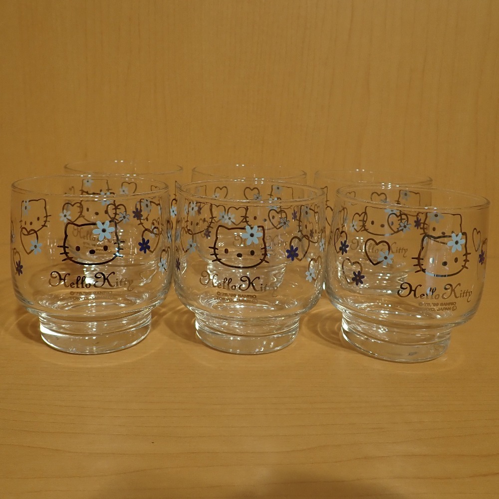 【中古】 Hello Kitty ハローキティ キティちゃん グラス 冷茶グラス　6点セット 1999年製食器【質屋】【代引き手数料無料】_画像2