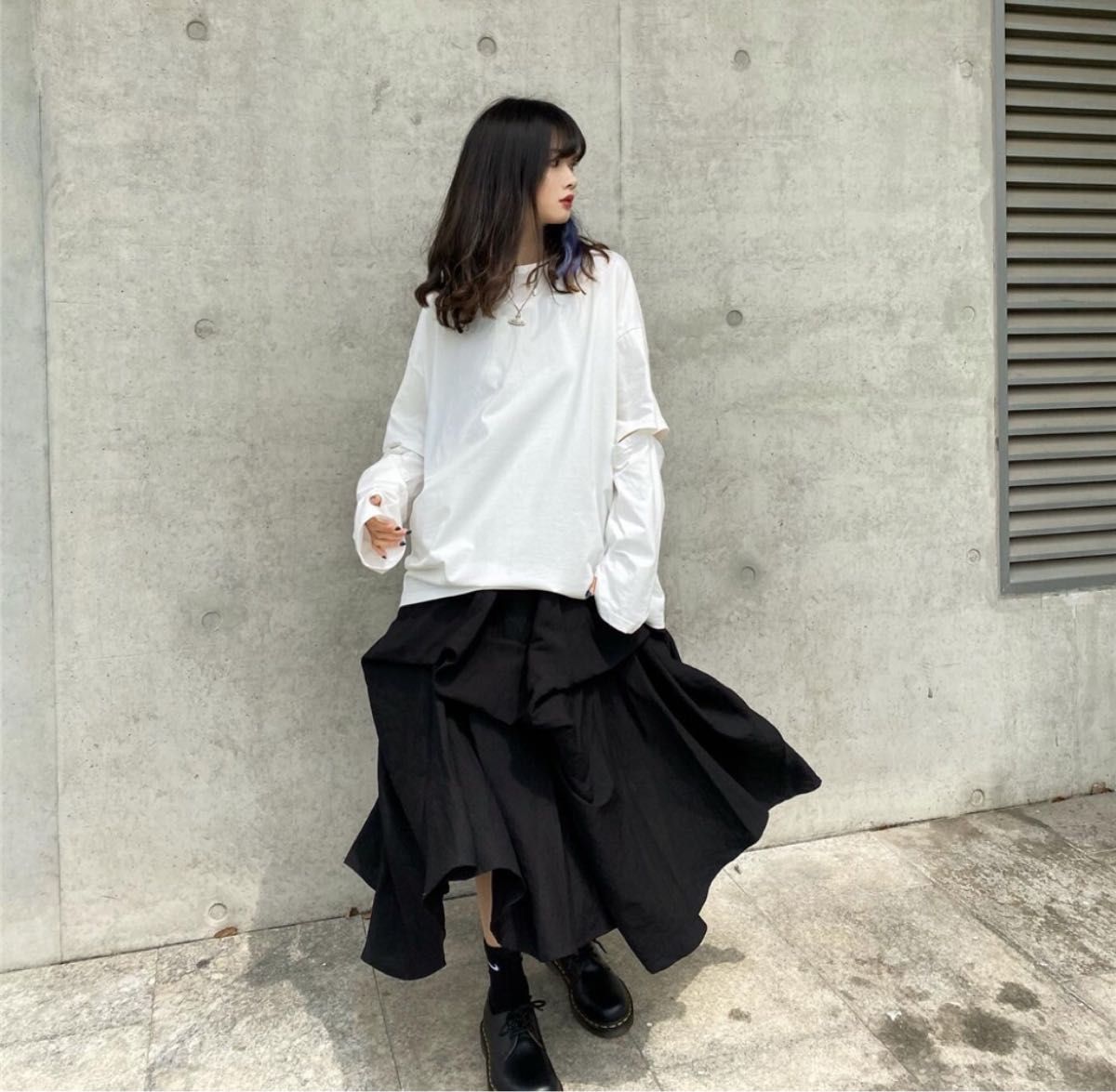 フレアスカート 袴 黒 ロングスカート レディース ユニセックス ブラック ゆったり カジュアル