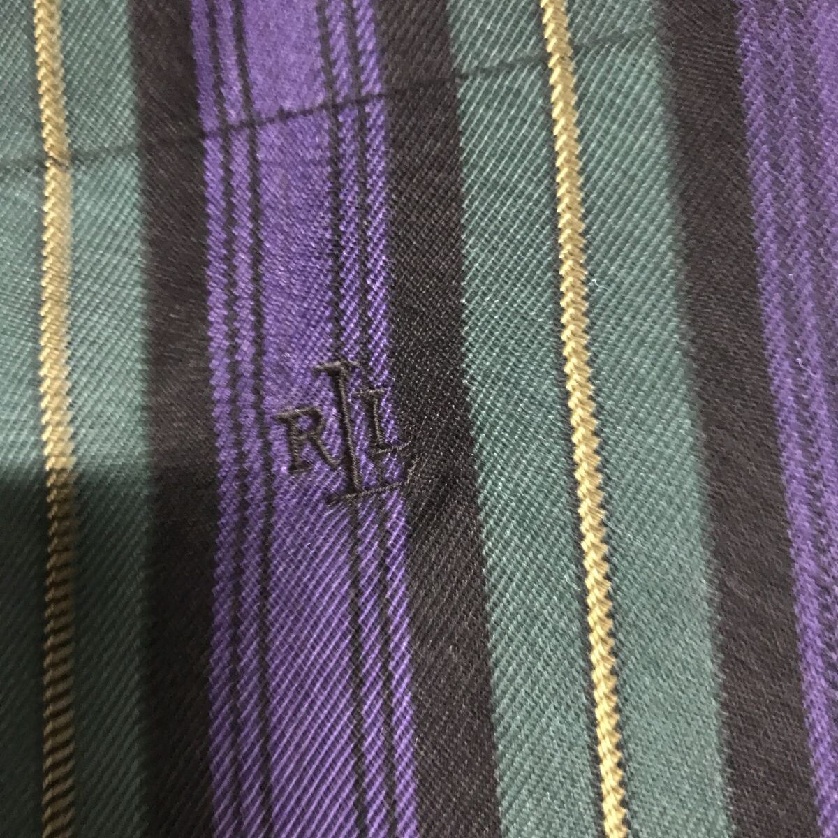 高級 絹100% ポロ ラルフローレン Polo Ralph Lauren 長袖 マルチストライプ シルク デザイン シャツ 6P 紫 レディース ブラウス ドレス_画像7