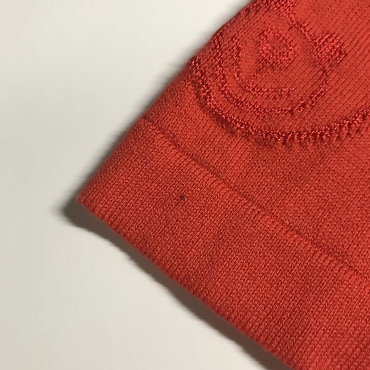 クマ ロゴ 刺繍デザイン モスキーノ MOSCHINO コットンニット フレア ミディ 半袖 ワンピース 14号 オレンジ ロング セーター Aラインの画像10