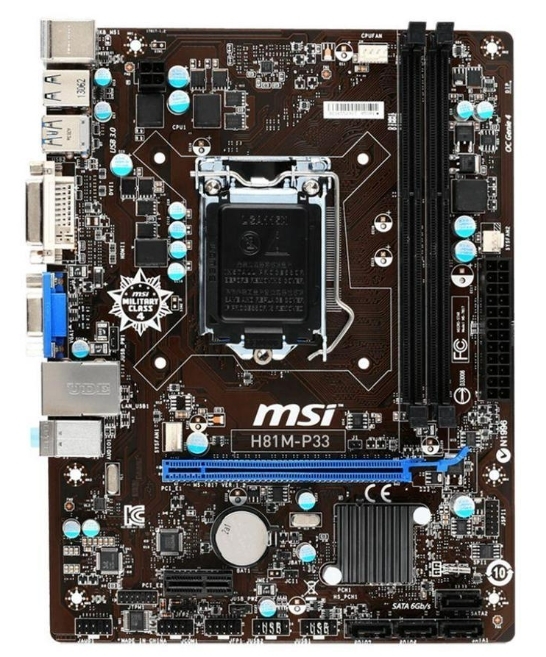 MSI H81M-P33 LGA 1150 Intel H81 SATA 6Gb/s USB 3.0 Micro ATX Intel Motherboard_画像1