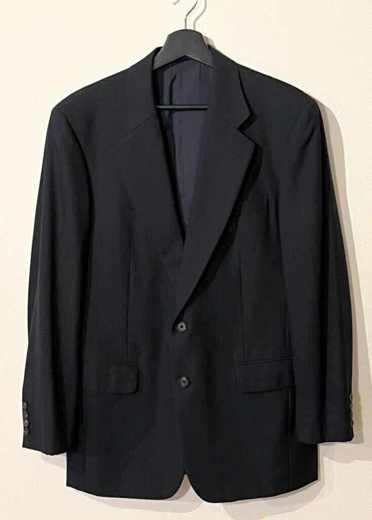 Aquascutum / 2Bテーラードジャケット / ストライプ/ SIZE:A-6(L相当) / NAVY /アクアスキュータム /2つ釦 /総裏 /サイドベンツ /ブレザー_画像1