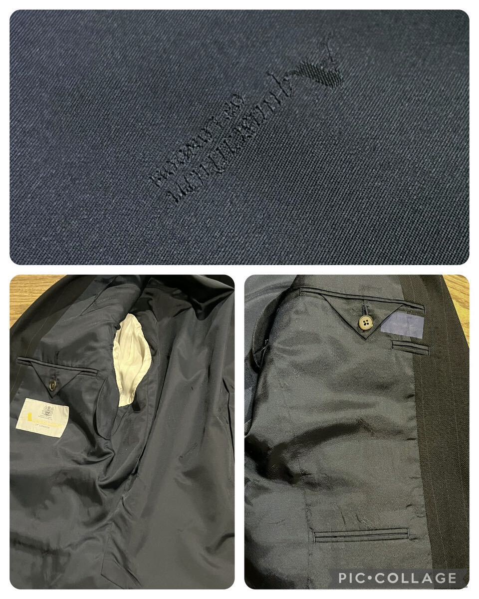 Aquascutum / 2Bテーラードジャケット / ストライプ/ SIZE:A-6(L相当) / NAVY /アクアスキュータム /2つ釦 /総裏 /サイドベンツ /ブレザー_画像7