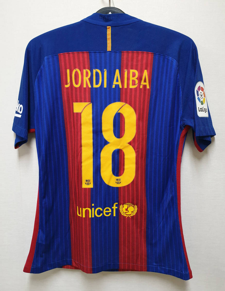 16-17バルセロナ(H)#18 ジョルディ・アルバ Jordi Alba 選手用半袖 ラ・リーガ仕様 XL_画像2