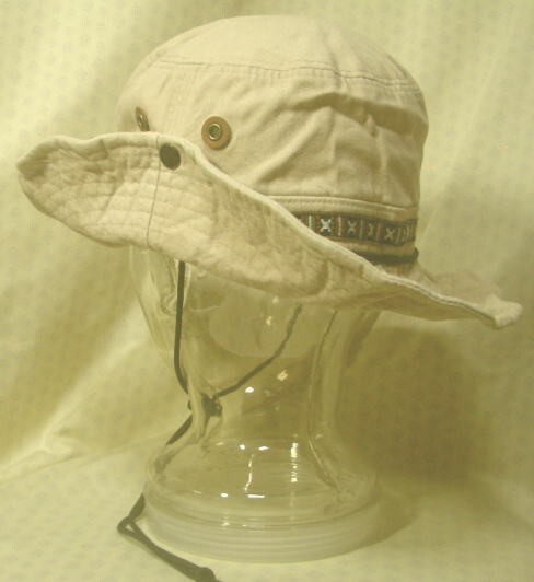 [ summer ] Lady's cotton 100% wash processing tyrolean tape safari hat < beige : free size :.......: approximately 59cm>4166