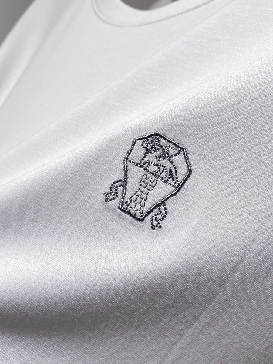 ブルネロクチネリ BRUNELLO CUCINELLI メンズ Tシャツ 刺繍ロゴ シンプル コットン 半袖 M-3XL サイズ選択可能 白の画像4