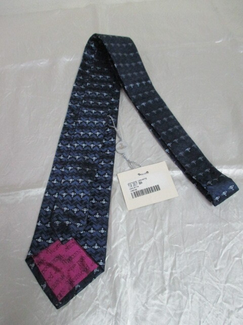 Vivienne Westwood темно-синий o-b вышивка галстук (41424