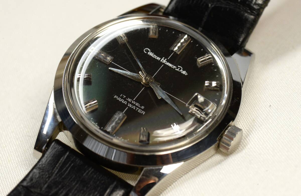 ☆ レアダイアル シチズン Citizen Homer Date 17JEWELS 手巻きメタリックブラウン 幾何学idx クロスライン 51206-K Vintage Citizen！