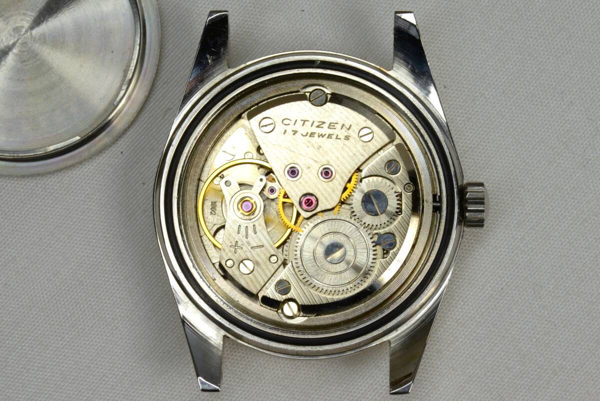 ☆ レアダイアル シチズン Citizen Homer Date 17JEWELS 手巻きメタリックブラウン 幾何学idx クロスライン 51206-K Vintage Citizen！