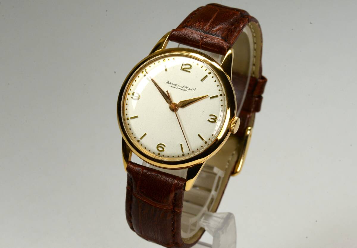 * rare price IWC hand winding Cal.89 original white face 3 jump Ind 18 pure gold model Calatrava design Old * Inter!