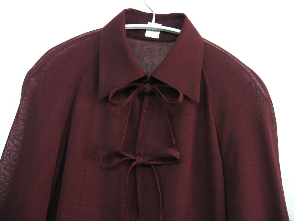 I.S. イッセイミヤケ by sunaokuwahara スナオクワハラ vintage ★ 羽織り♪ シアーチュニックブラウス M ISSEY MIYAKE ボルドー系の画像5