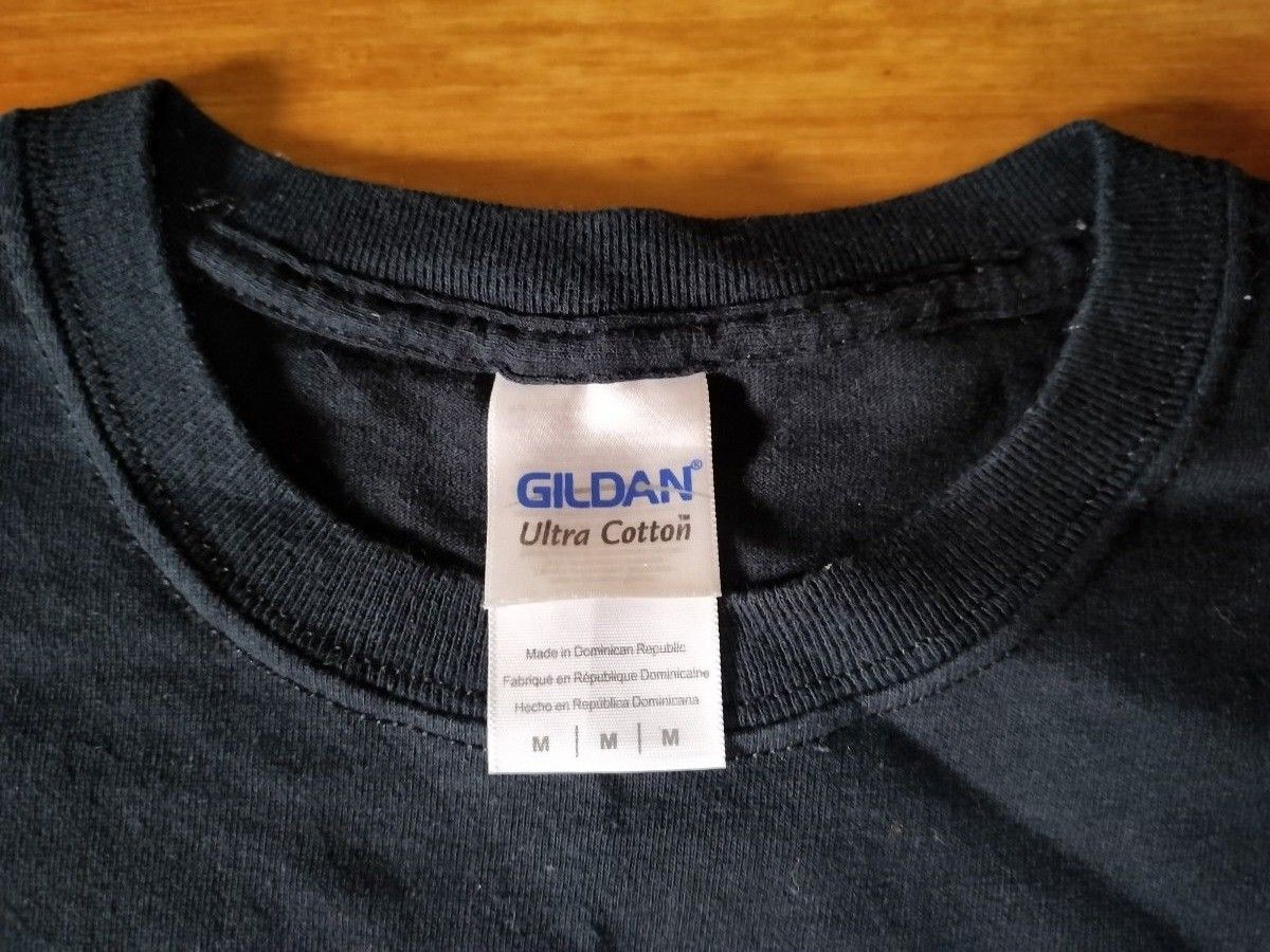 GILDAN ギルダン RIPDW 半袖Tシャツ 黒 ブラック Mサイズ フクロウ ビッグプリント モノトーン 美品