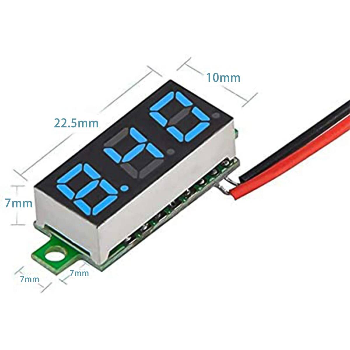 レッド Aideepen 5個 2線式LED電圧計 0.28" デジタルディスプレイ電圧テスターDC 2.5V〜30V Mini の画像8